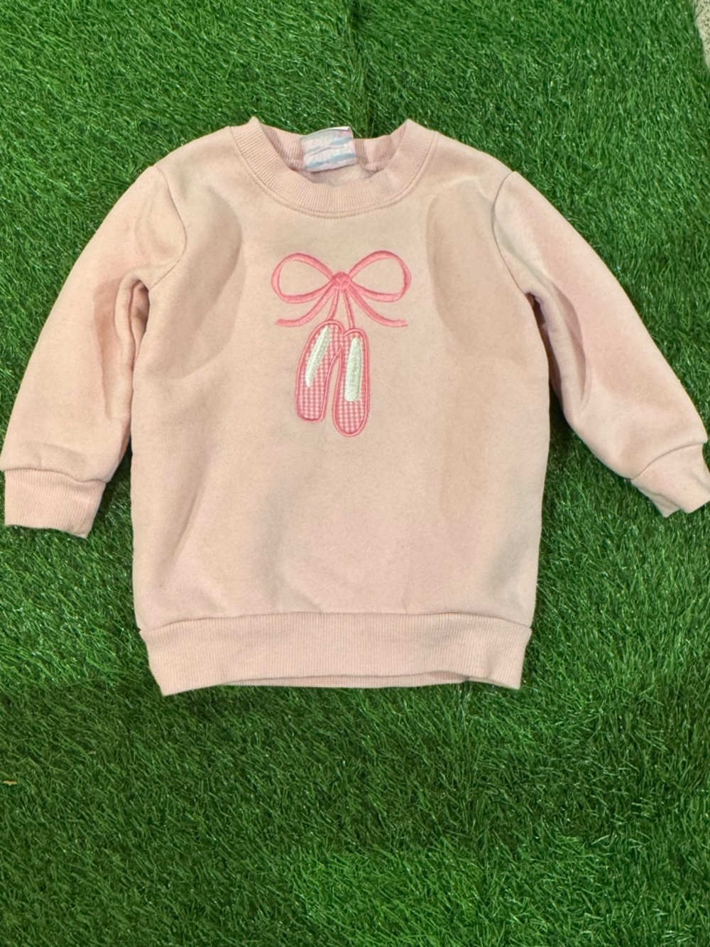 Girls Light Pink Ballet Slipper Sweatshirt - Cute Crewneck